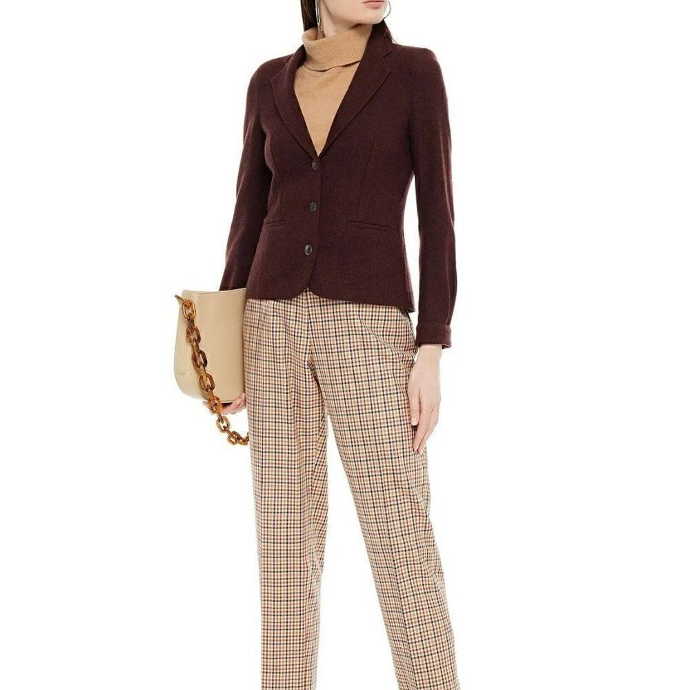 Purdey‎ Gun & Rifle Makers Drummond Suede-Trimmed Cashmere Blazer Merlot Women 8